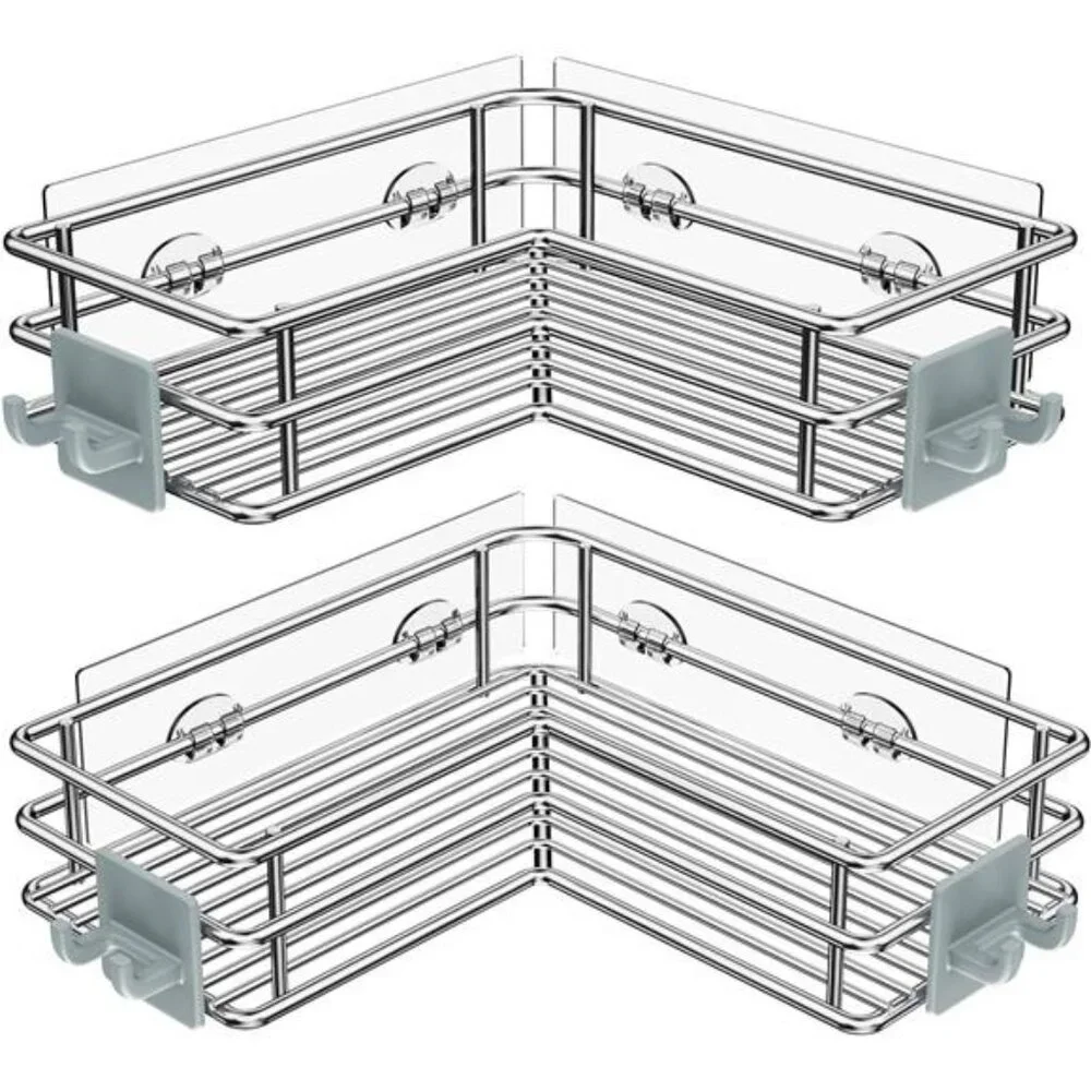 Corner Shower Shelves Stainless Steel, Adhesive Shower Caddy Basket Rack